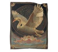 kaiyun Cygne doré volant dans l'espace, lotus Manta Estampada Cálida,para Acampar Al Aire Libre Colcha Patchwork Ligera Para Sofá Cama 40x50inch(100x130cm)