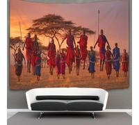 kaiyun Danza culturale tradizionale africana Savana Parete Arazzo Da Parete Con Arte Murale Decorazioni Per La Casa Per Il Dormitorio Della Camera Da Letto (,130cmx150cm)