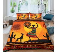 kaiyun Danzatore tribale Set Per Letto, Stile artistico etnico 3D Copripiumino E Federa, in Microfibra Ultra Morbida, Per Adulti, Adolescenti,Super King（260x220cm）