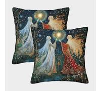 kaiyun Dea della luna e delle stelle Copricuscino Decorativo,Stile arte popolare russa Federa Quadrata,40x40cm 2 Pacchi