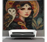 kaiyun Dea della Luna Nera, gufo e serpente Arazzo Da Parete,Tapestry Wall 3D Stampa,Utilizzato in Camera Da Letto,Soggiorno,Copriletto,Decorazione Murale 150cmx200cm