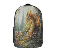 kaiyun Dipinto a olio fantasy Zaino Bambini,Drago Elf Fairy Borsa Da Scuola Ragazzi E Ragazze Zaini Con Tasche Laterali Per Adolescenti 17inch