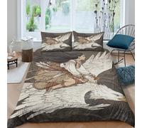 kaiyun Donna aborigena a cavallo di un'aquila bianca Morbido Set Di Biancheria Da Letto Set 3D Motivo Stampata Copripiumino E La Federa Del Cuscino, Per Ragazzo,ragazza King(220x240cm)
