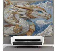 kaiyun Drago bianco e oro Parete Arazzo Da Parete Con Arte Murale Decorazioni Per La Casa Per Il Dormitorio Della Camera Da Letto (Occhi blu ghiaccio,70cmx100cm)