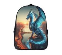 kaiyun Drago Zaino Con Stampa 3D Edifici cittadini Zaini Tasche Nascoste Laterali Borsa Da Scuola,per Viaggi,libri,per Bambini 16 inch