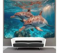 kaiyun Due delfini nuotano nell'acqua blu Parete Arazzo Da Parete Con Arte Murale Decorazioni Per La Casa Per Il Dormitorio Della Camera Da Letto (,180cmx230cm)