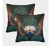 kaiyun Due pavoni con le ali spiegate, Loto enorme Federe Quadrate 45x45cm 2 Pacchi Decorative, Cuscini Per Divani,sedie,camere Da Letto,mobili