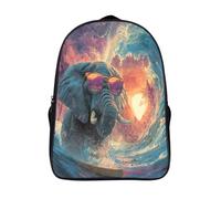 kaiyun Elefante africano che fa surf e indossa occhiali da sole Zaini Per Bambini, Zaino Scuola Elementare,Borsa Scuola Materna Nido,Zainetto Asilo Bambino,16 inch