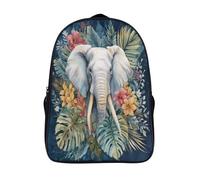 kaiyun Elefante bianco nella giungla Per La Scuola E Da Viaggio Per Bambini Zaino,Sacchetti Di Scuola Con Stampa 3D Acquerello Motivo 16 inch