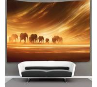 kaiyun Elefanti africani attraversano con grazia un vasto orizzonte di Luce- Arazzo Da Parete Con,decorazione Da Parete Per Appartamento,casa,soggiorno,dormitorio 180cmx230cm