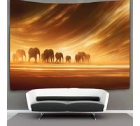 kaiyun Elefanti africani attraversano con grazia un vasto orizzonte di Luce Arazzo Per Camera Da Letto Estetico, Da Appendere Alla Parete Per La Decorazione Della Casa 100cmx150cm
