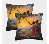 kaiyun Eva, Adamo e il Giardino dell'Eden Fodera Per Cuscino Cuscino Copricuscini Per Soggiorno Camera Da Letto Casa 45x45cm 2 Pacchi
