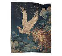 kaiyun Fenice con lunga coda che vola nel cielo notturno Coperta Con Motivi, Lenzuola in Flanella Calda Da Campeggio Per Esterni Trapunta Leggera Per Divano 80x90inch(200x230cm)