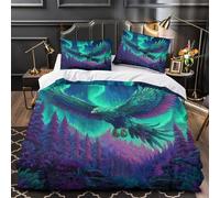 kaiyun Fenice Copripiumino 3D Aurora Stampata Con Cerniera E Federa,Biancheria Da Letto Set 3 Pieces in Microfibra Per Per La Casa E L'hotel Super King（260x220cm）