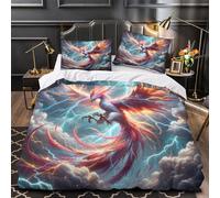 kaiyun Fenice Copripiumino 3D Stampata Con Cerniera E Federa,Biancheria Da Letto Set 3 Pieces in Microfibra Per Per La Casa E L'hotel Super King（260x220cm）