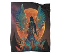kaiyun Fenice Goddess Coperta Da Campeggio Esterna Stampata Calda,morbida E Traspirante Luna piena gigante Copriletto Per Camera Da Letto Quattro Stagioni 50x60inch(127x152cm)