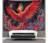 kaiyun Fenice rossa, circondata da fuochi d'artificio Arazzo Da Parete Arazzi Da Appendere Alla Parete Camera Da Letto Decorazioni Per La Casa 70cmx100cm