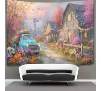 kaiyun Fienili rurali, mulini a e automobili piene di fiori Arazzo Da Parete,Tapestry Wall 3D Stampa,Utilizzato in Camera Da Letto,Soggiorno,Copriletto,Decorazione Murale 180cmx230cm