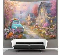 kaiyun Fienili rurali, mulini a e automobili piene di fiori Arazzo Da Parete, Wall Tapestry Decorazione Interna 100cmx150cm