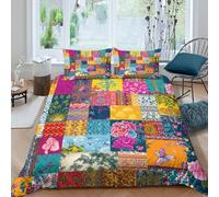 kaiyun Floreale Patchwork Pattern Retro Stile bohémien Set Copripiumino,set Di Biancheria Da Letto Per in Microfibra Stampa 3D Motivo,con Federa Ragazze Dei Ragazzi King（220x240cm）