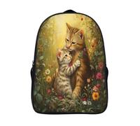 kaiyun Flores y bayas Per La Scuola E Da Viaggio Per Bambini Zaino,Sacchetti Di Scuola Con Stampa 3D Yellow Gatito Hugs His Mother Gato Motivo 16 inch