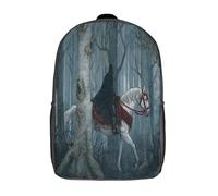 kaiyun Foresta di corteccia bianca Borsa Da Scuola Cavaliere senza testa a cavallo bianco Zaino Unisex Bambini,Nero 17inch