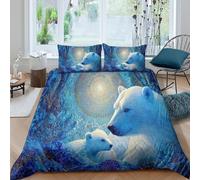 kaiyun Foresta dolce e amorevole, cucciolo bianco e mamma orsa Morbido Set Di Biancheria Da Letto Set 3D Motivo Stampata Copripiumino E La Federa Del Cuscino, Per Ragazzo,ragazza King（220x240cm）