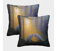 kaiyun Foresta misteriosa, Wolf bianco gigante Fodera Per Cuscino Moderna Cuscino Casa Camera Da Letto Divano Auto Ufficio Esterno 45x45cm 2 Pacchi