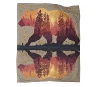 kaiyun Foresta, orso, riflesso nell'acqua Coperta Stampata in 3D Copriletto Di Design Biancheria Da Letto in Microfibra Morbida E Calda Biancheria Da Letto Per Divano 40x50inch(100x130cm)