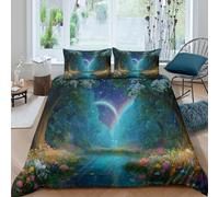 kaiyun Forestaa magica al chiaro di luna Biancheria Da Letto,Stampa 3D Sacco Copripiumino E Federe, Per Adulti,bambino,in Microfibra Set 3 Pieces Per La Casa King(220x240cm)