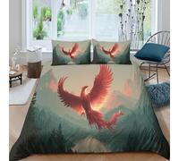 kaiyun Foreste e imponenti montagne Biancheria Da Letto Fenice Rising from Fire 3D Stampato Set Copripiumino in Microfibra E Federe,per Adulti, Adolescenti King（220x240cm）
