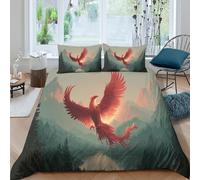 kaiyun Foreste e imponenti montagne Morbido Set Di Biancheria Da Letto Set 3D Motivo Fenice Rising from Fire Stampata Copripiumino E La Federa Del Cuscino, Per Ragazzo,ragazza Double（200x200cm）