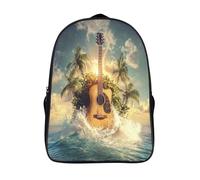kaiyun Forma de Guitarrara española Borsa Da Scuola Ragazzi Zaini Ragazze Elementare Tropical Landscape Island Palm Árboles Sunlight Zainetto Bambino Gita Zaino Leggero 16 inch