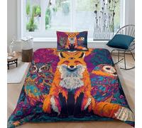 kaiyun Fox con un Terzo Occhio sulla Fronte Biancheria Da Letto Con Copripiumino,Eagle Owl 3D Stampa, Con Federe Parure Microfibra,per Ragazzo, Ragazza Single（135x200cm）