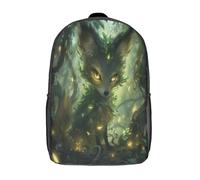kaiyun Fox fogliare dorate Borsa Da Scuola Forestaa misteriosa Zaino Unisex Bambini,Nero 17inch