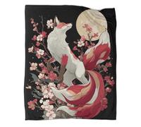 kaiyun Fox rossa e bianca, fiori di ciliegio Manta, Ropa Cama Suave Y Liviana Para Todas Las Estaciones Perfecta Para Picnics,viajes,decoración Del Hogar 80x90inch(200x230cm)