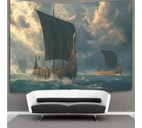 kaiyun Galee medievali e due navi lunghe su un mare nebbioso Arazzo Appendere Alla Parete, Arte Murale Estetico Per La Decorazione Della Casa,per Soggiorno,camera Da Letto,130cmx150cm