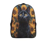 kaiyun Gato Borsa Da Scuola SunFlor Zaino Unisex Bambini,Nero 16 inch