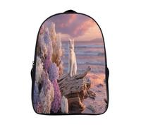 kaiyun Gattino on Driftwood Borsa Da Scuola Ragazzi Zaini Ragazze Elementare Hydrangea Onde Soleset Zainetto Bambino Gita Zaino Leggero 16 inch