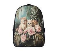 kaiyun Gattino Per La Scuola E Da Viaggio Per Bambini Zaino,Sacchetti Di Scuola Con Stampa 3D Palma ananas peonia Motivo 16 inch