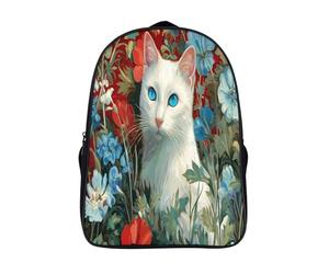 kaiyun Gatto Bianco with Blue Occhi Per La Scuola E Da Viaggio Per Bambini Zaino,Sacchetti Di Scuola Con Stampa 3D Arte popolare russa Motivo 16 inch