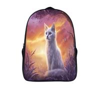 kaiyun Gatto Bianco with Violet Occhi Zaini Per Bambini Cielo al tramonto Stampato in 3D Leggero Zainetto Borsa Da Scuola Elementare Per Ragazzi Ragazze 16 inch