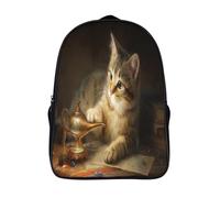 kaiyun Gatto che strofina una lampada magica Borsa Da Scuola Ragazzi Zaini Ragazze Elementare Zainetto Bambino Gita Zaino Leggero 16 inch