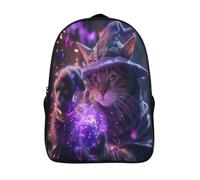 kaiyun Gatto Mago Zaino Scuola Elementare Zaini Per Ragazze Ragazzi Adolescenti Autoteella Scuola Casual Borse Deep Purple Magia Backpack 16 inch