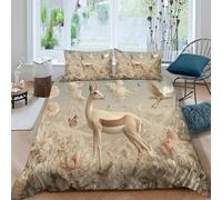 kaiyun Gazzella araba Biancheria Da Letto King（220x240cm）, Motivo Fiori Selvatici del Deserto in Fiore 3 Pezzi, Con Stampa 3D,in Microfibra Copripiumino Con Federe Per Ragazzo, Ragazza