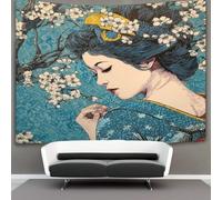 kaiyun Geisha giapponese Under The Cherry Blossom Albero Tapestry Wall Hanging - Bedspread,Blanket Throw Tapestries for Living Room,Home Decor 130cmx150cm