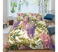 kaiyun Glicine che pende con grazia dai suoi rami Biancheria Da Letto,Stampa 3D Sacco Copripiumino E Federe, Per Adulti,bambino,in Microfibra Set 3 Pieces Per La Casa Double（200x200cm）