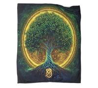 kaiyun Glowing Albero della Vita Coperta 3D Verde e Luci blu Divano Stampa Per Adolescenti E Adulti,morbida Trapunta in Peluche 50x60inch(127x152cm)