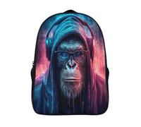 kaiyun Gorilla con cappuccio, occhiali e cuffie Sacchetti Di Scuola Elementare Ragazzi Bambina Zaino Asilo Bambino Zaini Scuola Bambini Zainetto 16 inch