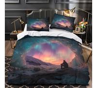 kaiyun Grotta di ghiaccio dell'Alaska Set Copripiumino Con Stampa 3D Aurora boreale Set Di Biancheria Da Letto,morbida Microfibra, Federe, Per Adulti, Adolescenti, Bambino,Super King(260x220cm)